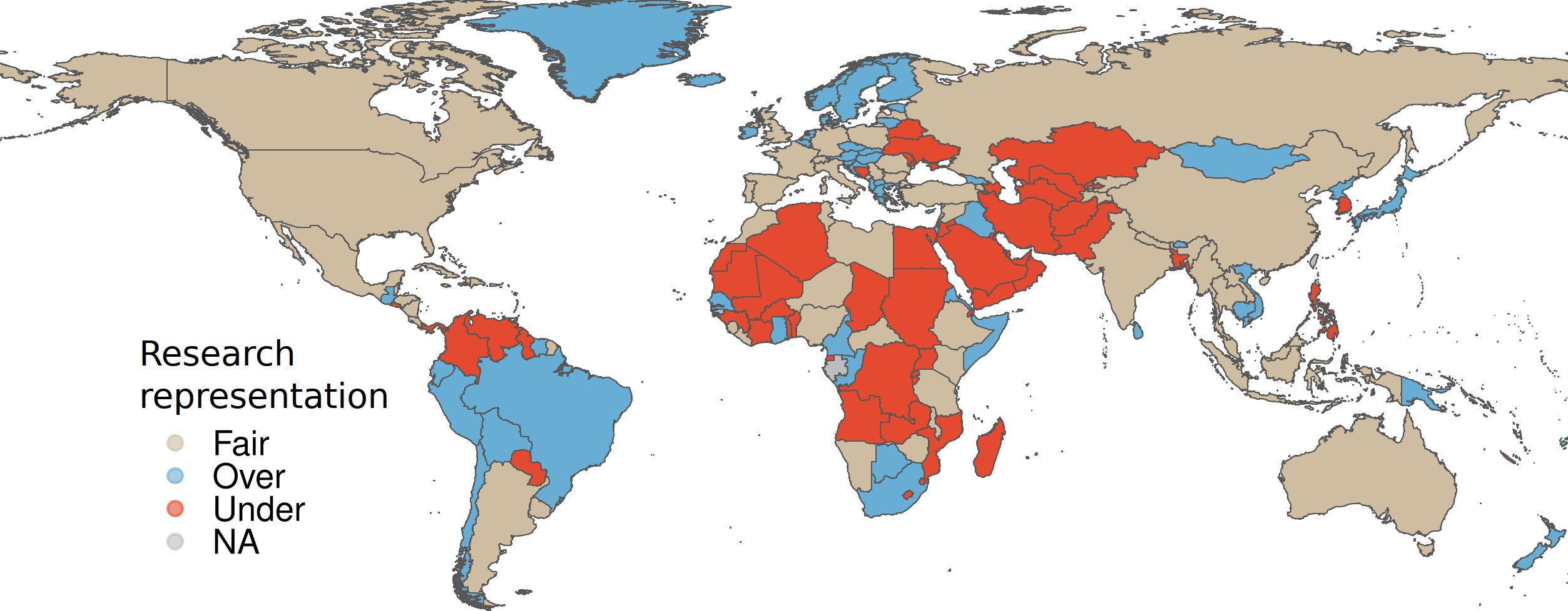 Map showing uneven distribution of migration research