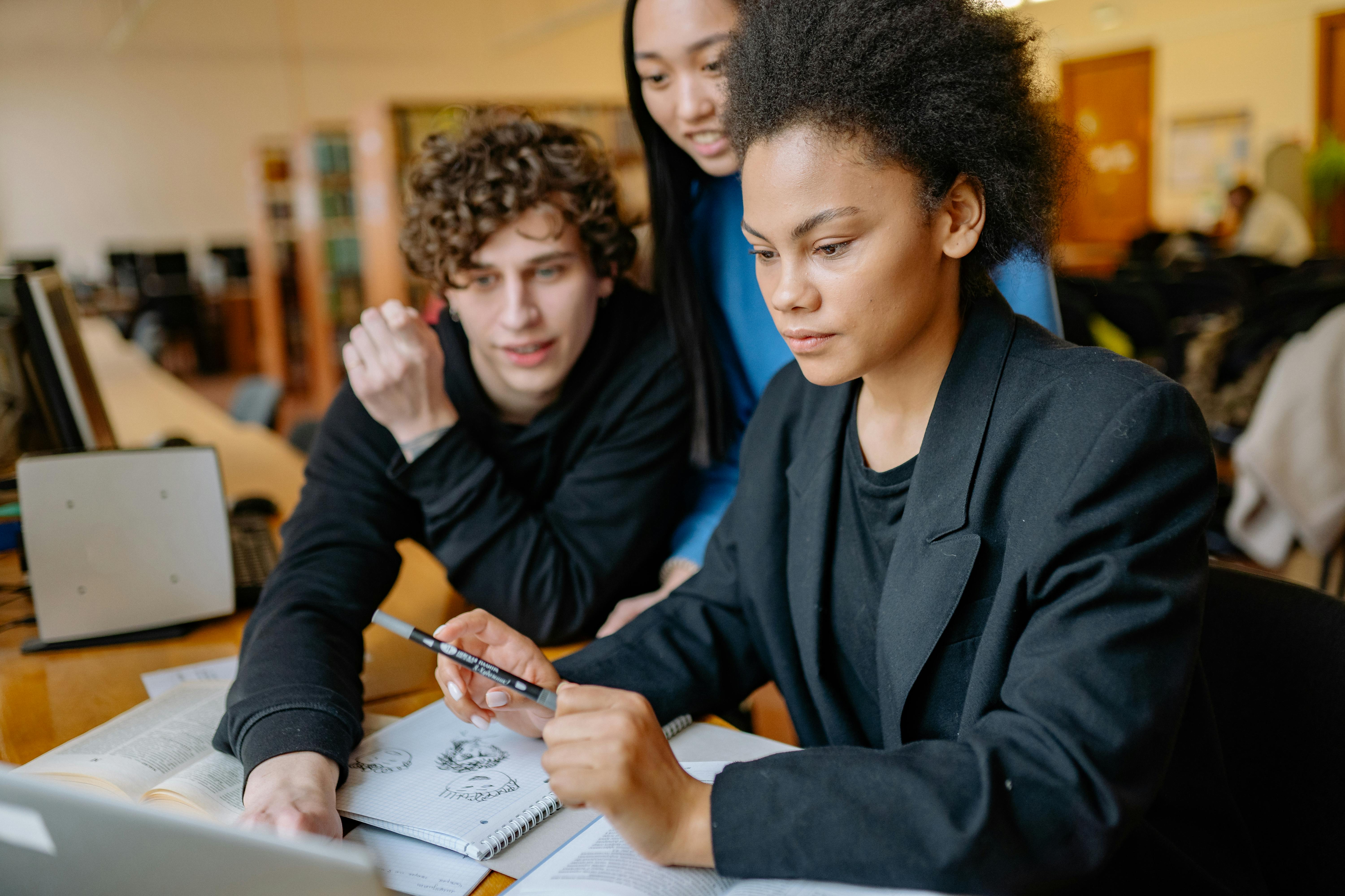 Young people studying together