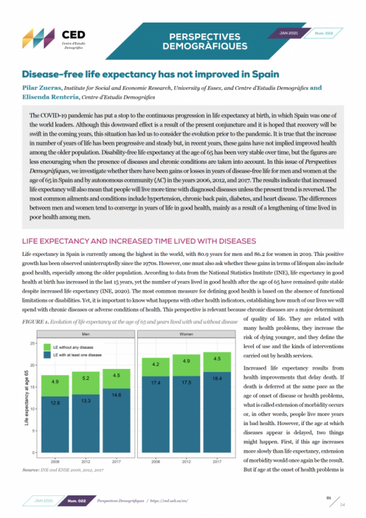 Disease-free life expectancy has not improved in Spain Cover