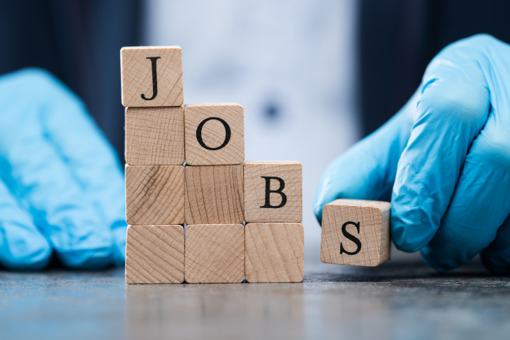 Wooden blocks with Jobs written on them 