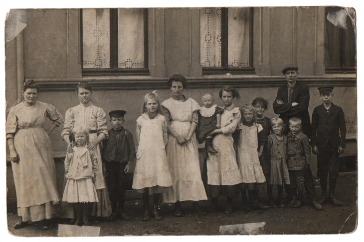 Old family photo in black and white