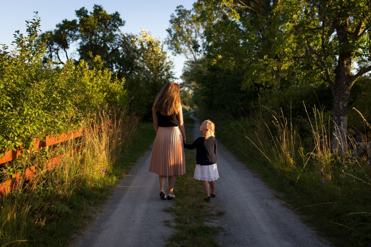 Mother with Daughter on a walking trail