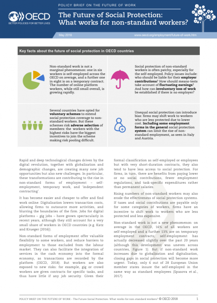 Books and Reports: OECD Policy Brief: The Future of Social Protection: What works for non-standard workers?