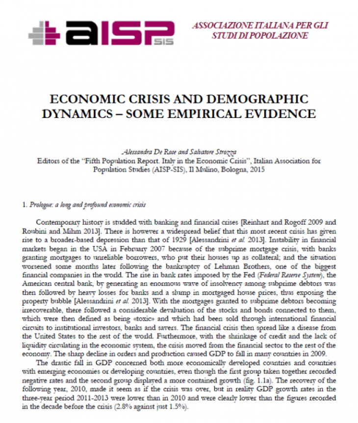 Books and Reports: Economic Crisis and Demographic Dynamics – Some Empirical Evidence