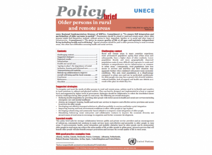 Books and Reports: UNECE Policy Brief: "Older persons in rural and remote areas"