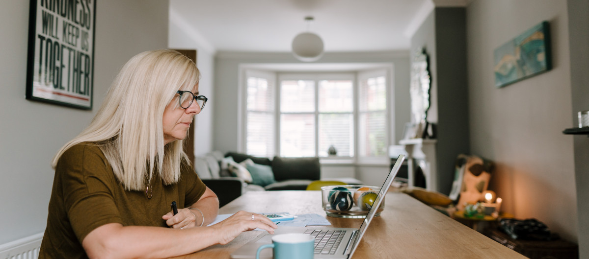 Woman works on her laptop 